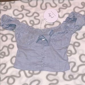 Baby blue cropped shirt